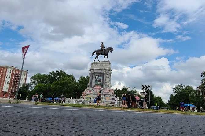 Robert E. Lee Statue Against Blue Skies